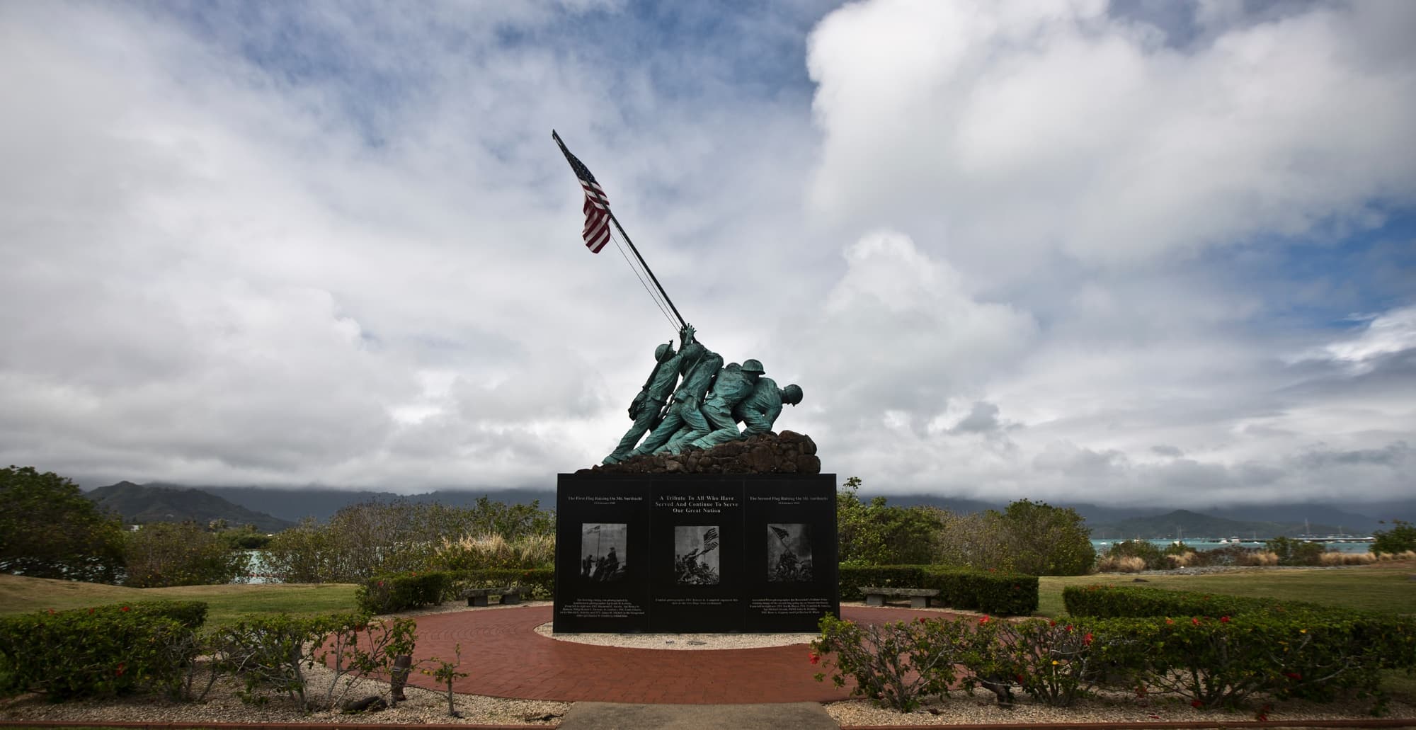 The Marine Corps War Memorial, depicting the raising of the flag on Mount Suribachi, Iwo Jima